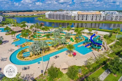 an aerial view of a water park at a resort at Modern Boho Storey Lake Resort Disney 3180-207 in Kissimmee