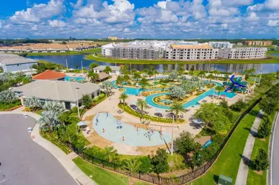 an aerial view of the pool at the resort at Modern Storey Lake Resort Disney Orlando 4741-104 in Kissimmee