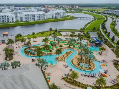 an aerial view of the water park at the resort at 5Q/4B luxuosa casa *Acesso ao Resort* in Kissimmee