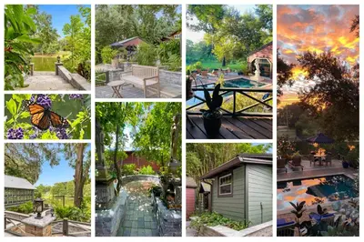 a collage of different pictures of a house at Lake House in Orlando
