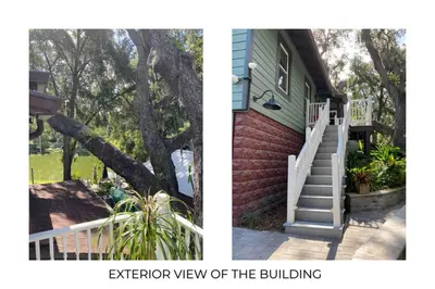 an exterior view of a house with a tree at Mills Cottage in Orlando