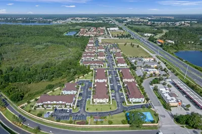an aerial view of a resort next to a highway at Themed Villa, Great Location with proximity to Disney in Kissimmee
