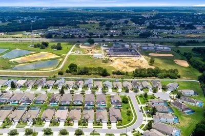 an aerial view of a park with houses at Four Bed Pool/Spa Home-Windsor Palms Resort in Kissimmee