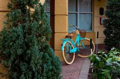 a blue bike parked in front of a house at Dream 4814 Condo At Vista Cay in Orlando