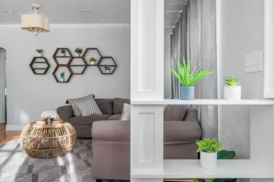 a living room with a couch and a table at Tiny Home w MIL suite - 3 MI to DT in Orlando
