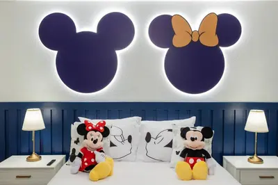 a bedroom with three stuffed animals on a bed at Family 4br House w Pool near to Disney Much More in Kissimmee