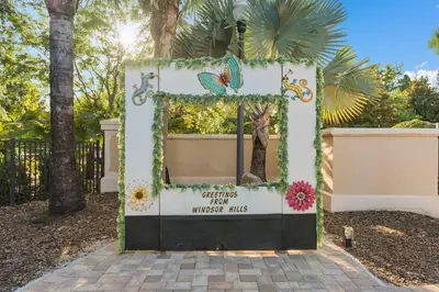 a gate with a sign that reads events for wineries trusts at Vacation Haven Windsor Hills Condo with Water Park in Orlando
