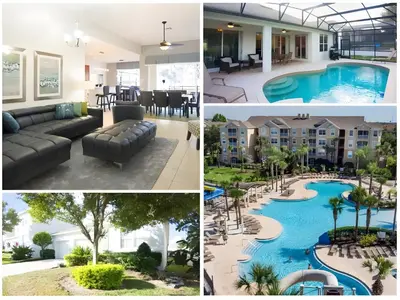 a collage of photos of a pool at a resort at Free Water Park 4BR wPool Game Room 7739TB in Orlando
