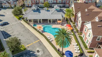 an aerial view of a pool at a resort at Chic 4 Bedroom at Summerville Minutes from Disney in Orlando