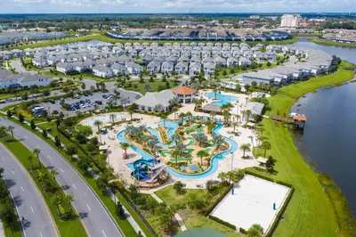 an aerial view of the water park at the resort at Home 4Bed in Storey Lake with Private Pool in Kissimmee