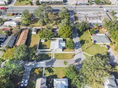an overhead view of a street with houses and trees at Sanford's Haven, 3 Bedroom, Sleeps 7 in Sanford