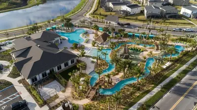 an aerial view of a water park at a resort at Lakeview 5BR with Game Room and Pool, Near Disney in Kissimmee