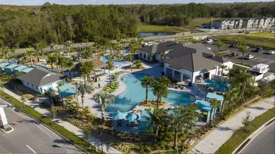 an aerial view of the pool at the resort at 2901 SS Discover Opulence 4-Bedroom Villa with Pool, and Magical Themed Rooms! in Kissimmee