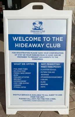 a sign for the welcome to the hibney club at Modern Storey Lake Resort Disney Orlando 3120-105 in Kissimmee