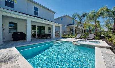 a swimming pool in the backyard of a house at Luxury Private Villa with Large Pool on Encore Resort at Reunion Orlando Villa 4433 in Orlando