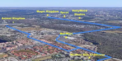 an aerial view of a river with a map of a city at Windsor Hills Home with Pool & Near Disney in Orlando