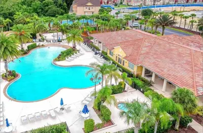 an aerial view of the pool at the resort at Oakwater Resort Home w/ Arcade & Pool Table - 15 Min to Disney in Orlando