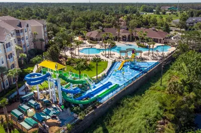 an aerial view of a water park at a resort at Magical Getaway Close to Disney with Heated Pool in Orlando
