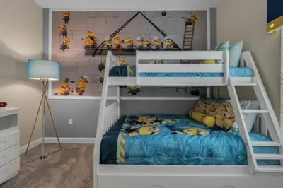 a bedroom with a bunk bed with teddy bears on it at Storey Lake Resort 5BD Private Pool Close to Disne in Kissimmee