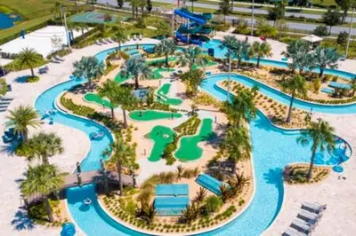 an aerial view of a water park at a resort at Gorgeous Storey Lake 4BR in Kissimmee
