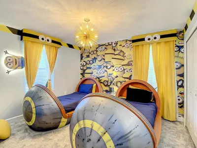 a bedroom with a bed made out of an object at Magical Mansion - 15 Min to Disney - Storey Lake in Kissimmee