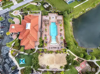 an overhead view of a resort with a swimming pool at Spacious 7-Bedroom Home at Bella Vida Resort with Conservation View in Kissimmee