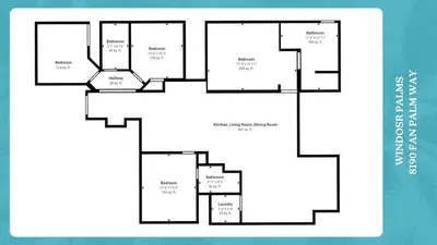 a black and white floor plan of a house at FP8190 Windsor Palms Resort Vacation Home in Kissimmee