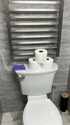 a pile of toilet paper sitting on top of a toilet at Disney Accessibility Star Wars Vacation Apartment Near Parks in Orlando