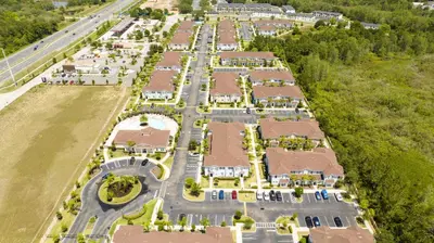 an aerial view of a parking lot at a resort at Villa Coelho - West Lucaya Resort in Kissimmee