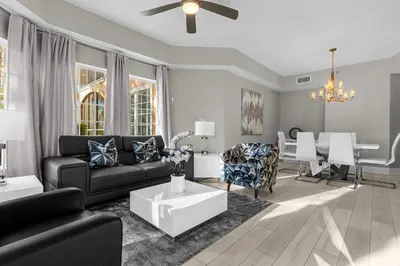 a living room with a couch and a table at 3 Bedroom Family Friendly Condo at WorldQuest near Disney 2714 in Orlando