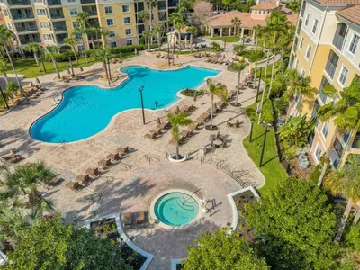 an overhead view of a pool at a resort at 3 Bedroom Family Friendly Condo at WorldQuest near Disney 2729 in Orlando