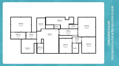 a black and white floor plan of a house at BPD2920 in Kissimmee