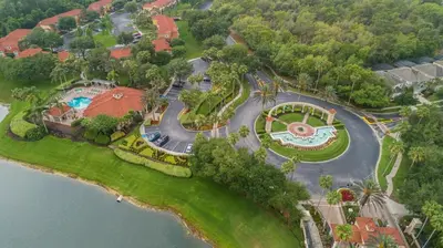 an aerial view of a resort with a swimming pool at Vacation Villa Near Disney With Private Pool Spa in Kissimmee