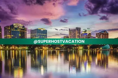 a city skyline with the words superstructivism acceleration at NEW London House Orlando Airport Private Condo in Orlando