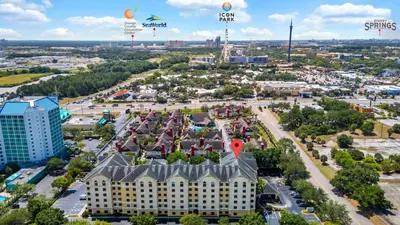 an aerial view of a city with a building at Unit near Epic Universe and Universal Studios - free parking in Orlando