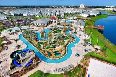 an aerial view of a water park at a resort at Super Chill - 5 Bedrooms WPOOls in Kissimmee