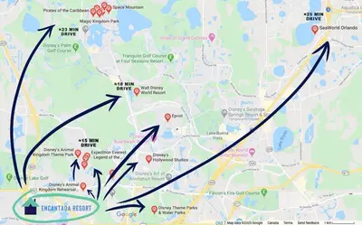 a map of a city with red spots at Flash 20 Off Amazing Pvt Pool Townhome in Kissimmee