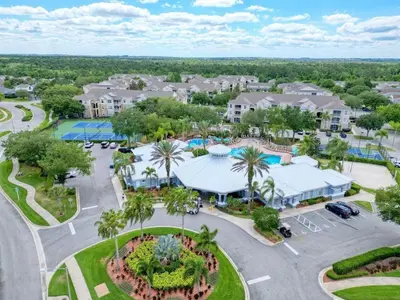 an aerial view of a resort with a parking lot at 8102-3-PP-Vacation getaway condo at Windsor in Kissimmee