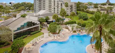 an overhead view of a pool at a resort at Amazing 2 Bedrooms Nex to Universal in Orlando