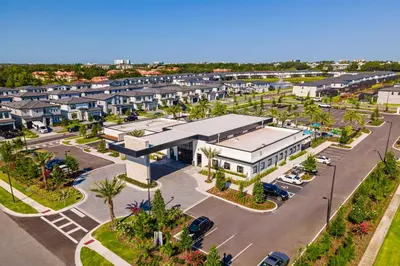 an aerial view of a parking lot with houses at Luxury Paradise in Orlando Best Location in Orlando