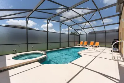 an overhead view of a swimming pool on a building at Fantastic 5BR Themed Pool Home Near Disney World in Kissimmee