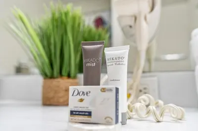 a couple of products sitting on a counter at Cozy 3BDR house near Disney in Kissimmee
