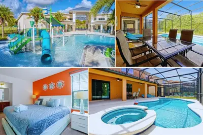 a collage of pictures of a house with a swimming pool at Disney Dream at Veranda Palms Resort in Kissimmee