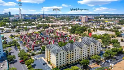 an aerial view of a building in a city at Brand new - near Epic Universe & Universal Studios in Orlando