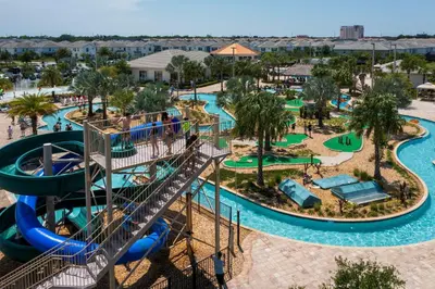 an aerial view of a water park at a resort at Storey Lake 4 BR with private pool in Kissimmee