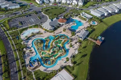 an aerial view of the pool at the resort at 3 Bedrooms 2 Bathrooms Storey Lake 3131-406 in Kissimmee