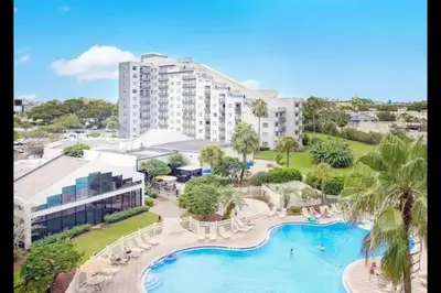an aerial view of a resort with a swimming pool at 3704 Relax Unwind 2-BD 2-BA Resort Condo in Orlando