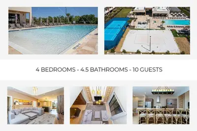 a collage of four pictures of a swimming pool at Modern 4bed townhome in the heart of Kissimmee in Orlando