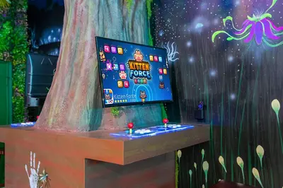 a tv sitting on a table in front of a tree at Paradiso Grande 6 bedroom New Home - 10377 in Orlando