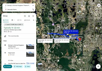 a screenshot of a google map with a map of a city at Veranda Sunshine Escape - 5 BDR in Kissimmee